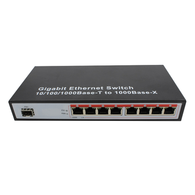 10/100/1000M 8-portowy port Rj45 + 1 SFP Konwerter mediów z przełącznikiem światłowodowym Ethernet